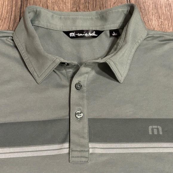 Travis Mathew Glenview Stripe Golf Polo Sage Green Men’s size Large - Picture 4 of 10